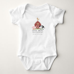 Body Para Bebê Macacão de Bebê para 1º Aniversário Animais da Faz