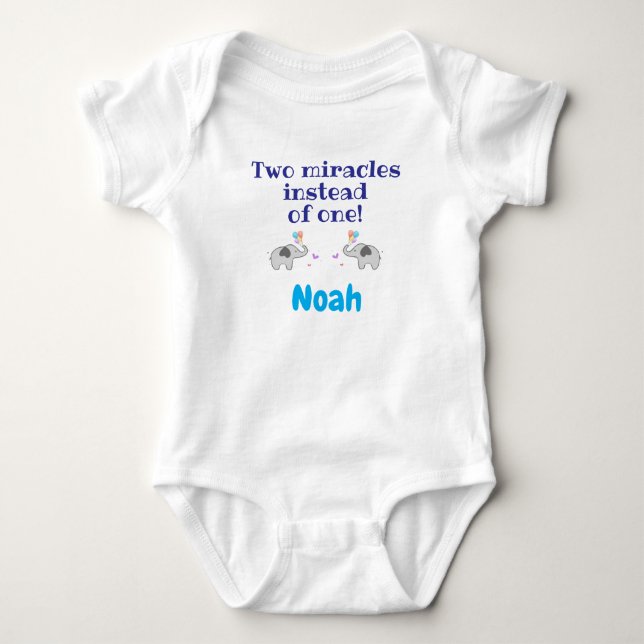 Body Para Bebê Macacão de Bebê para Gêmeos, Presentes Personaliza (Frente)