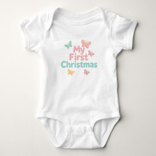 Body Para Bebê Macacão de Bebê para o Meu Primeiro Natal (Frente)