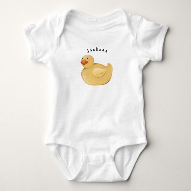 Body Para Bebê Macacão de Bebê Pato de Borracha Personalizado (Frente)