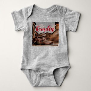 Body Para Bebê Macacão de Bebê Personalizado Botas de Cowboy Made