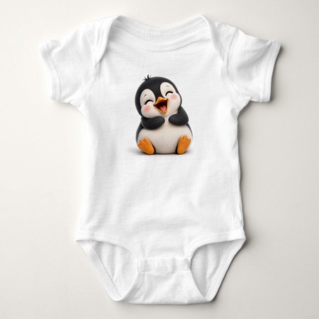 Body Para Bebê Macacão de Bebê Pinguim Feliz e Fofo (Frente)