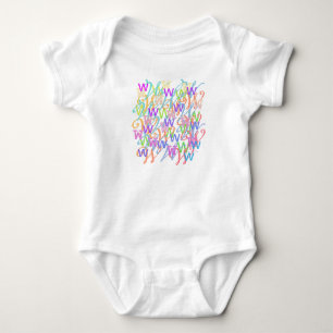 Body Para Bebê Macacão de Bebê "W" com Confetes de Letras
