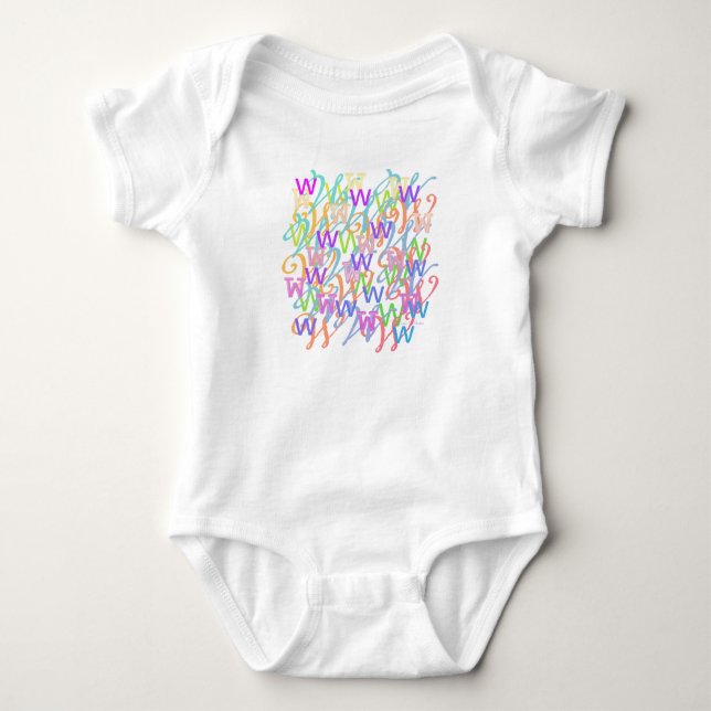 Body Para Bebê Macacão de Bebê "W" com Confetes de Letras (Frente)