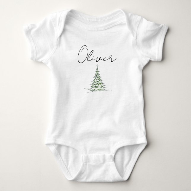 Body Para Bebê Macacão de Natal Personalizado para Bebê Primeiro  (Frente)