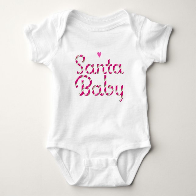 Body Para Bebê Macacão de Natal Santa Baby Pink Candy Cane Baby (Frente)