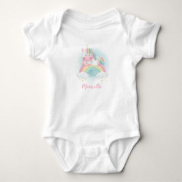 Body Para Bebê Macacão Personalizado Bebê Nome Arco-íris Unicórni