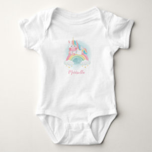 Body Para Bebê Macacão Personalizado Bebê Nome Arco-íris Unicórni