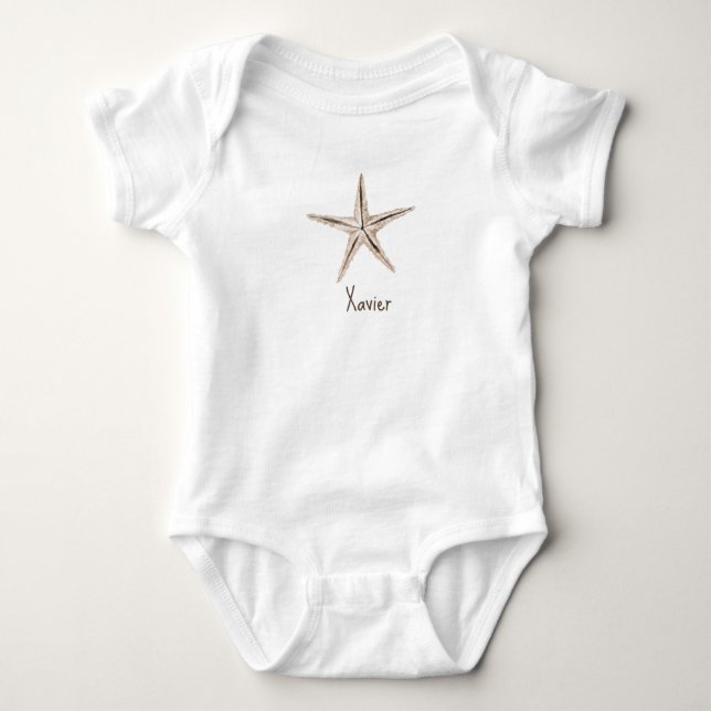 Body Para Bebê macacão PERSONALIZADO COM AUVISTAR DE ESTRELA EM A (Frente)