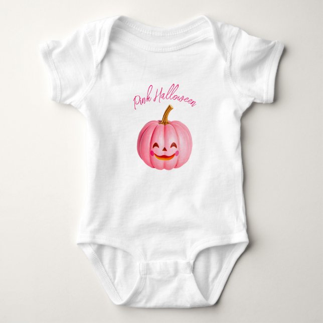Body Para Bebê Macacão rosa de Halloween (Frente)