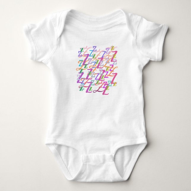 Body Para Bebê Macacão "Z" Bebê com Confetes de Letras (Frente)