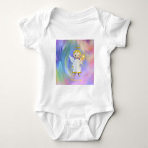 Body Para Bebê Macacãozinho branco de arco-íris ´Deus te abençoe´