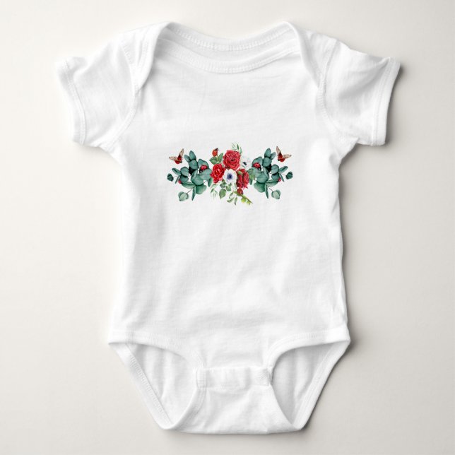 Body Para Bebê Macacãozinho de Bebê com Desenho de Joaninha Flora (Frente)