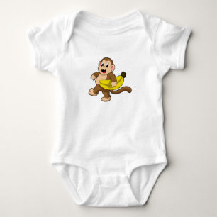 Body Para Bebê Macaco a Correr com Banana