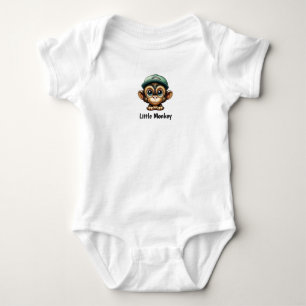 Body Para Bebê Macaco-Bebê Cartoon Adorável com Chapéu Verde Engr