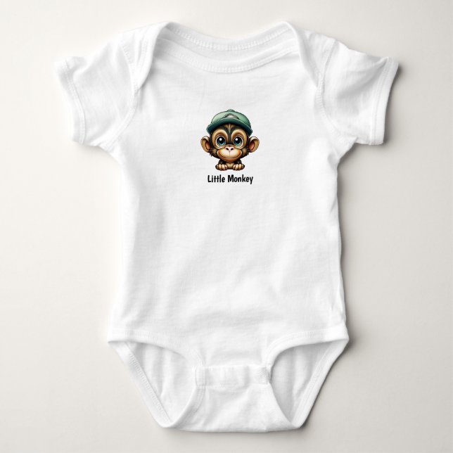 Body Para Bebê Macaco-Bebê com Chapéu Verde (Frente)
