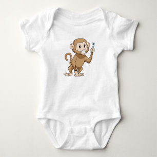 Body Para Bebê Macaco com escova de dentes