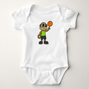 Body Para Bebê Macaco como jogador de basquete com bola de basque