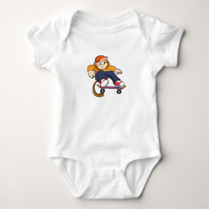 Body Para Bebê Macaco como skater com skate