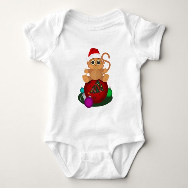 Body Para Bebê Macaco de Natal (Frente)