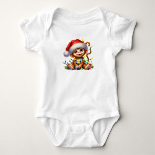 Body Para Bebê Macaco de Natal brilhante