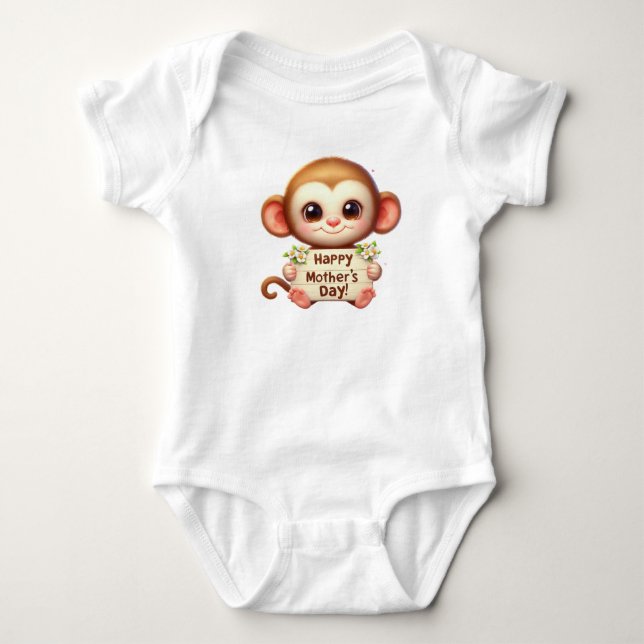 Body Para Bebê Macaco dia de as mães (Frente)