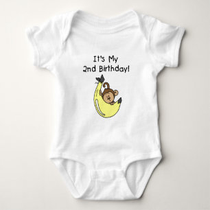 Body Para Bebê Macaco do menino no segundo aniversário da banana
