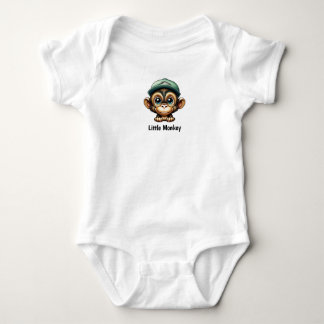 Body Para Bebê Macaco legal com Primato Funky de Chapéu Verde