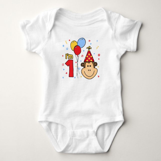 Body Para Bebê Macaco Rosto Primeiro Aniversário (Frente)