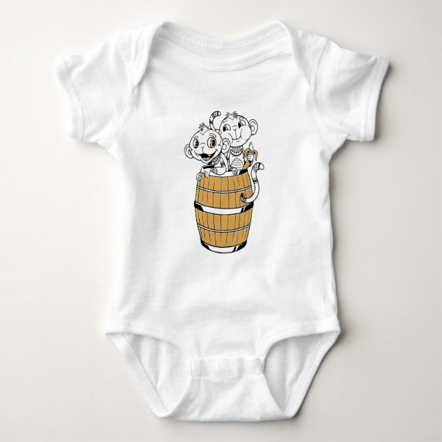 Body Para Bebê Macaco tribal de desenho animado (Frente)
