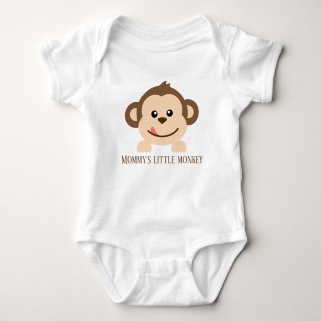 Body Para Bebê macaquinho bonitinho de Mamãe adiciona texto (Frente)