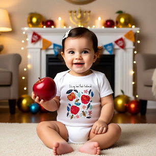 Body Para Bebê 🍎 Maçãs e abelhas com texto personalizado