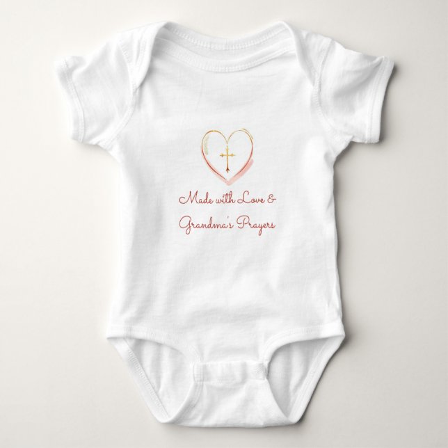 Body Para Bebê Made with Love and Grandmas Prayers Religious (Frente)