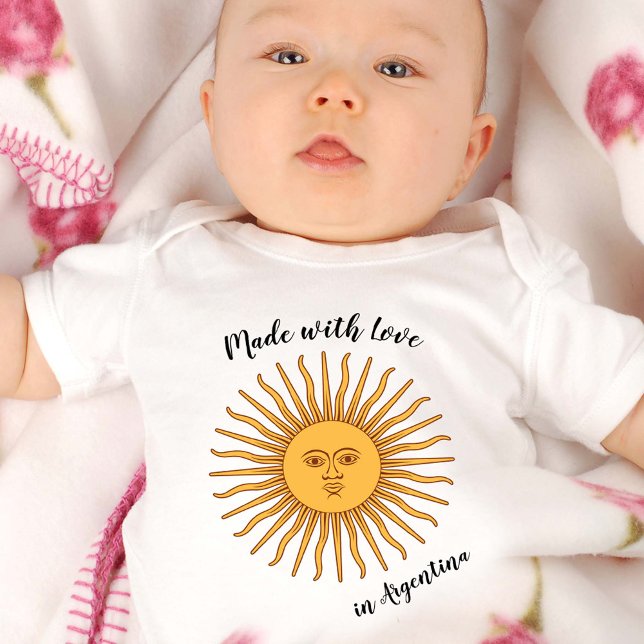 Body Para Bebê Made with Love in Argentina / flag, Sol de Mayo (Criador carregado)