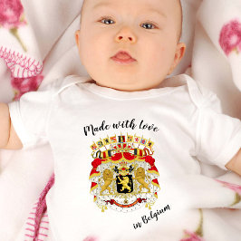 Body Para Bebê Made with Love in Belgium / bandeira belga