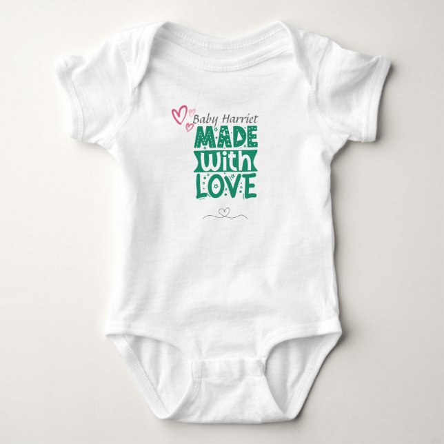 Body Para Bebê Made with Love - personalizar nome (Frente)
