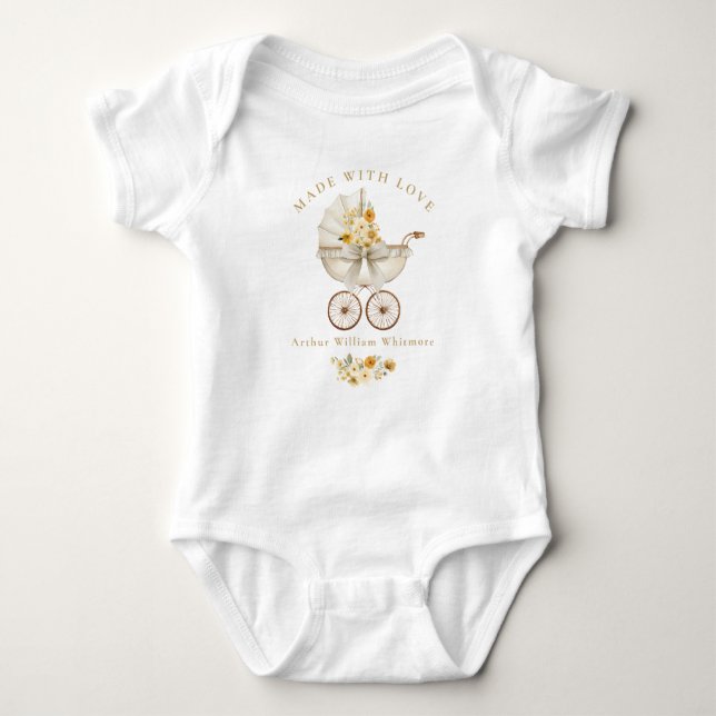 Body Para Bebê Made With Love Sage Green Baby Bodysuit (Frente)