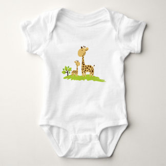 Body Para Bebê Mãe Adorável e Girafa Bebê Verde e Amarelo