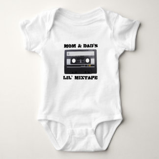 Body Para Bebê Mãe e Pai Lil' MixTape Baby Jersey, Branco