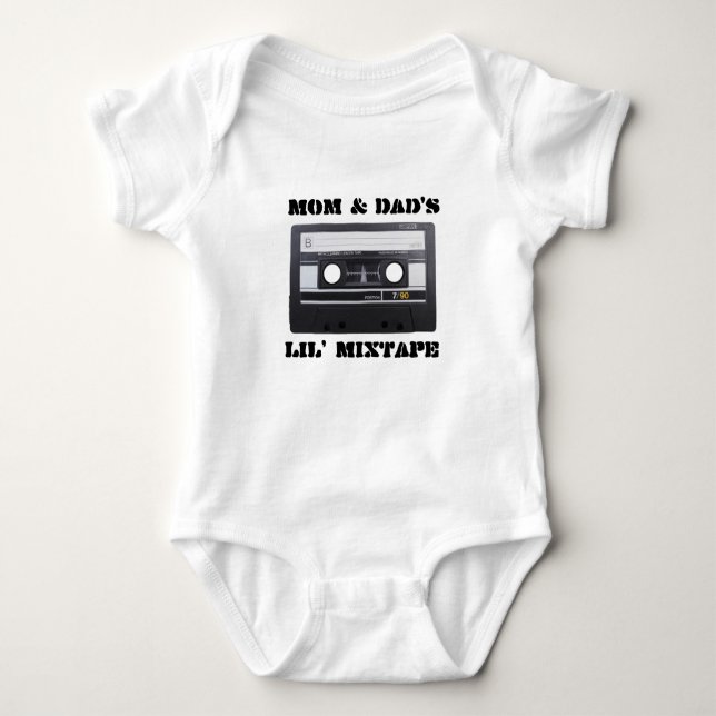 Body Para Bebê Mãe e Pai Lil' MixTape Baby Jersey, Branco (Frente)