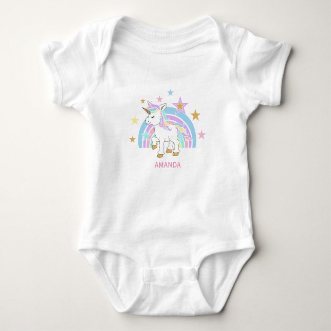 Body Para Bebê 🦄 mágico com 🌈 Arco-Íris (Frente)