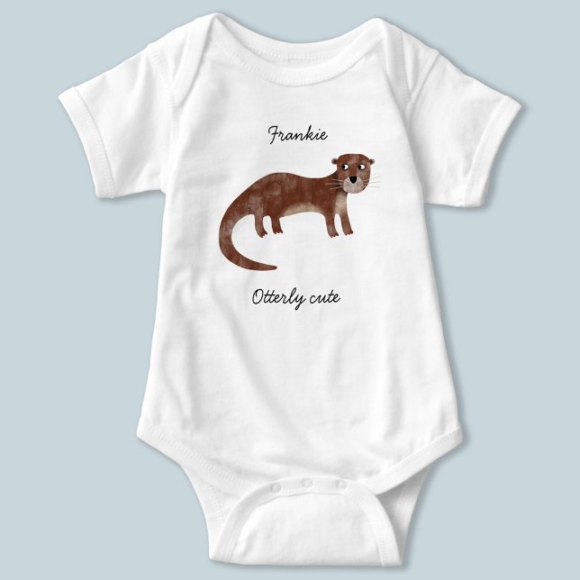 Body Para Bebê Mais Lontra Fora Personalizada (Otterly cute personalized baby bodysuit)