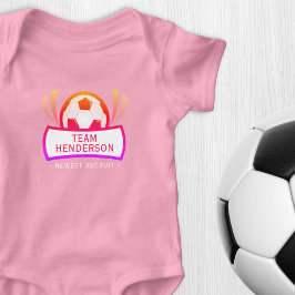 Body Para Bebê Mais Nova Recruta Futebol Rosa Personalizado