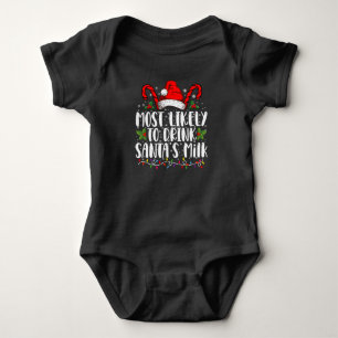 Body Para Bebê Mais Provável de Beber o Leite do Papai Noel Natal