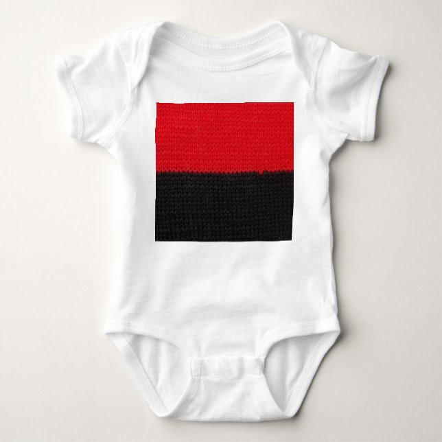 Body Para Bebê Mala vermelha-preta: armação listrada. (Frente)