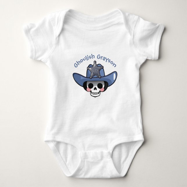 Body Para Bebê Malandro Halloween, Skeleton Cowboy Bodydress (Frente)