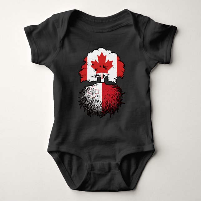 Body Para Bebê Malta Canadian Tree Roots Flag (Frente)
