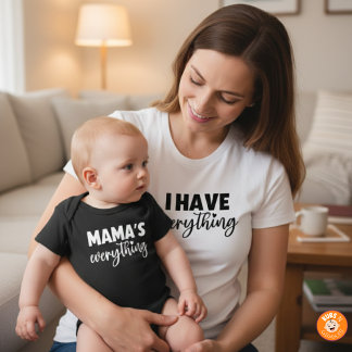 Body Para Bebê Mama & Me Conjunto Combinando "Tudo da Mamãe" Recé