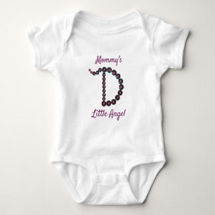 Body Para Bebê Mamãe Angel Rosa Verde - Letra D Monograma