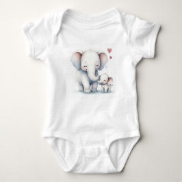 Body Para Bebê Mamãe e Bebê Elefante Aquarela